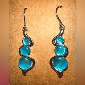 Blue stone and silver dangle earrings. Lightweight, cute.